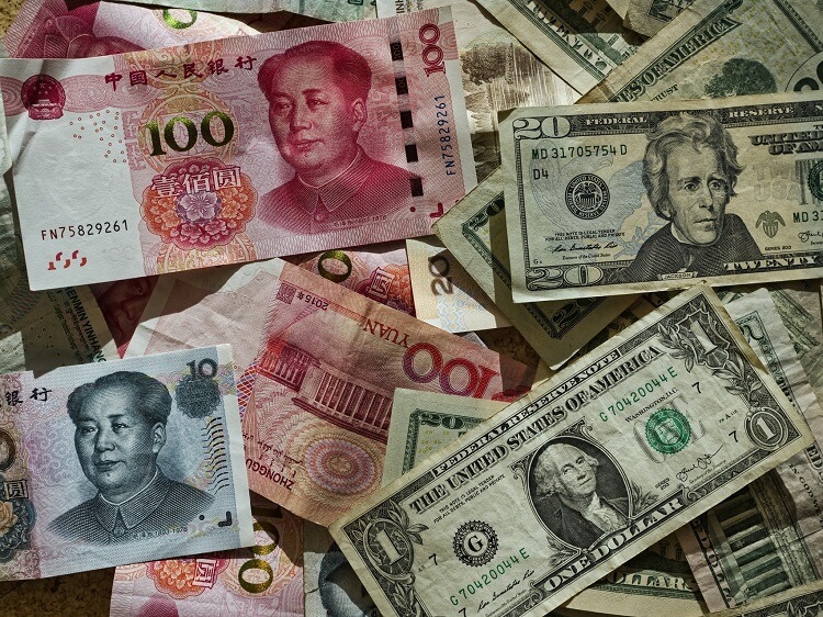 Chinese yuan and American dollars