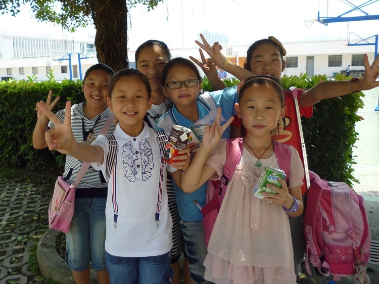 Female elementary school students in China