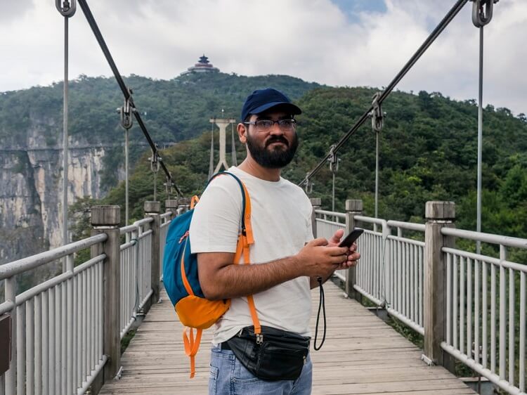 Tourist using an app in China
