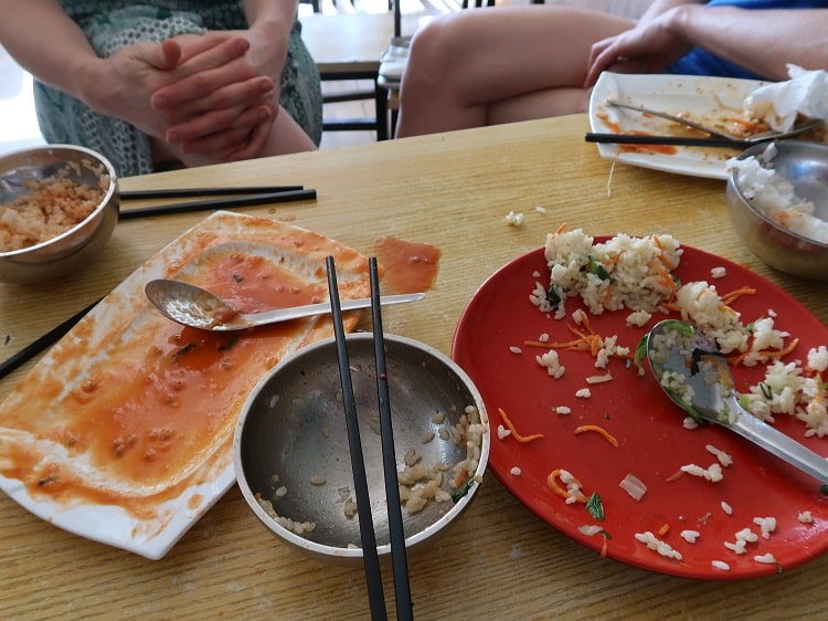 Empty food plates in China