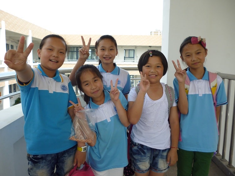 Happy school kids in China