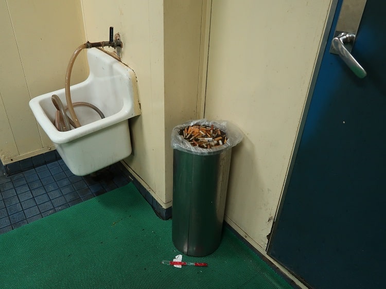 Ash tray in Chinese toilets