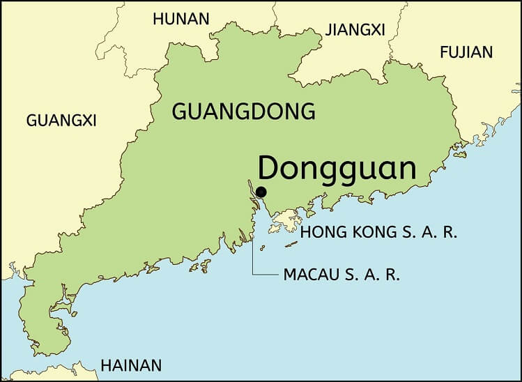 Dongguan Guangdong map