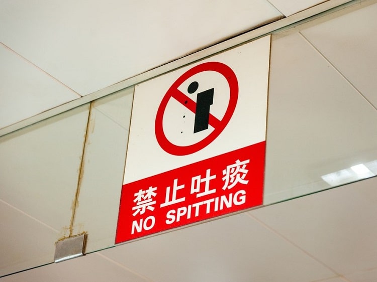 No spitting sign China