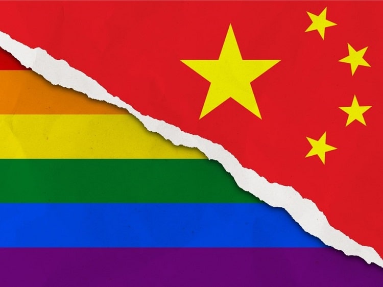 combined rainbow and chinese flags