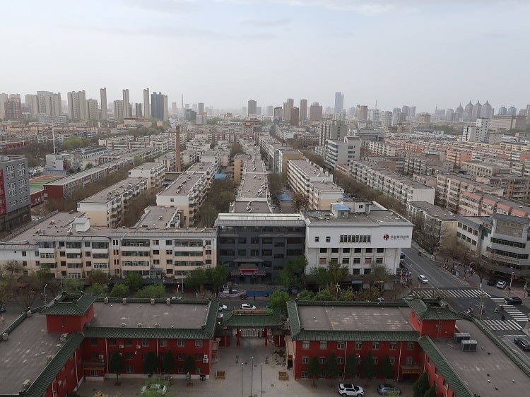 City view from the top of Chengtian Pagoda Yinchuan