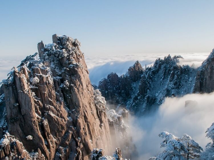 snow-capped peaks of huangshan