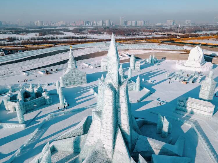 Harbin ice sculptures in the Ice and Snow Festival