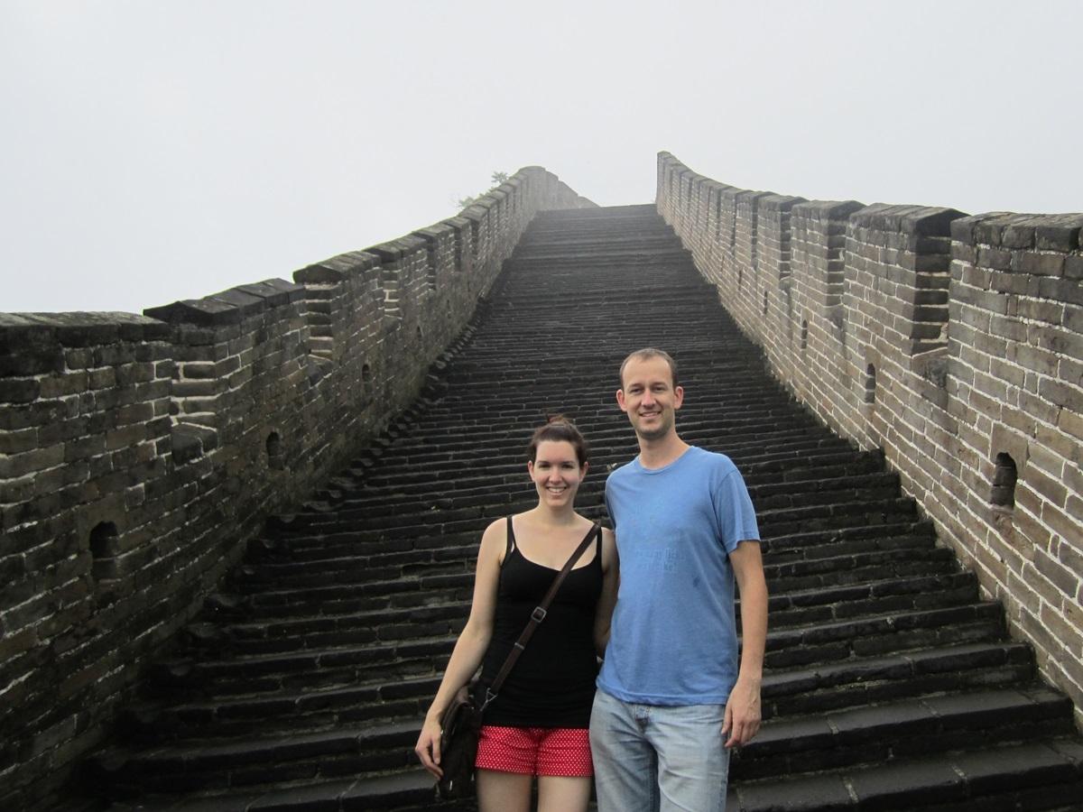 tourists on Great Wall of China