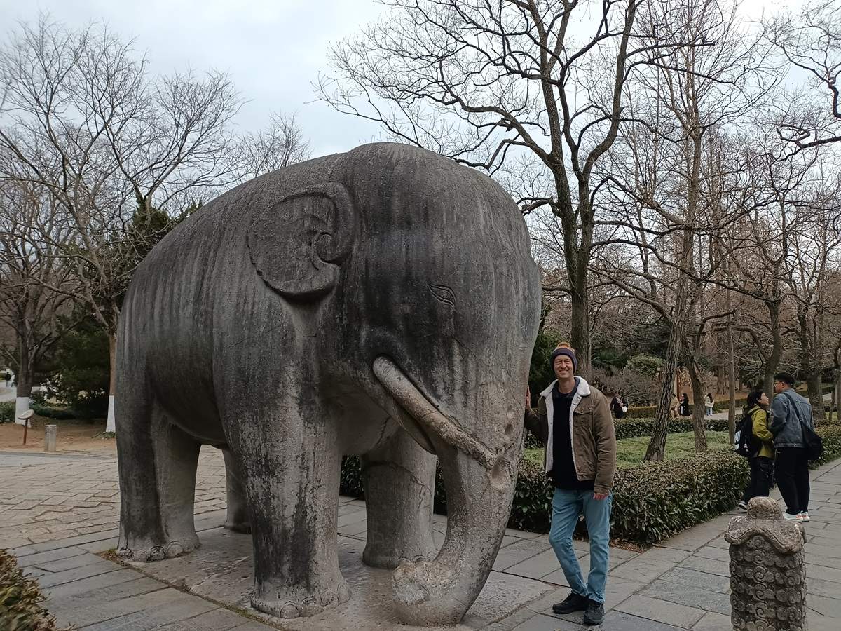 stone elephant statue at Ming Xiao Tombs